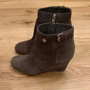 Tory Burch Dark Brown Suede Ankle Booties